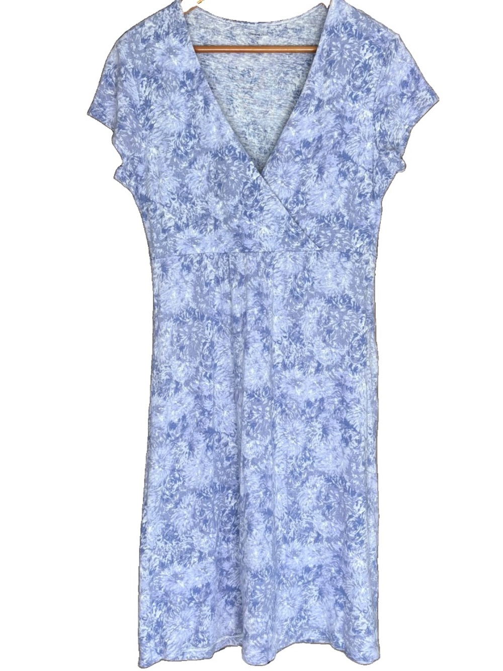 Garnet Hill Blue Linen Blend Wrap Dress